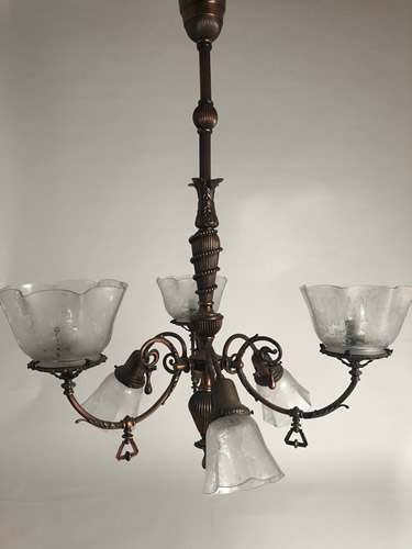 3&3 Gas and Electric Chandelier Light